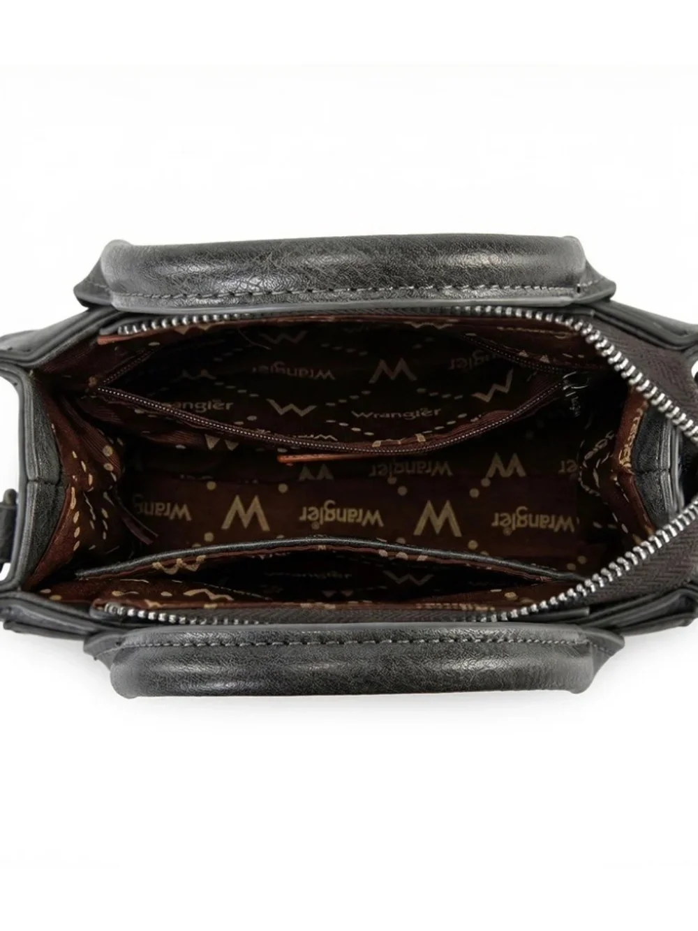 Wrangler Chevron Stitch Tote Crossbody Bag - Black